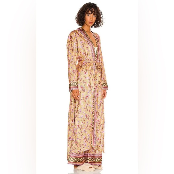 Intimately Free People Pajama Party Holiday Robe in PeachGold Combo Size Medium - Picture 2 of 9
